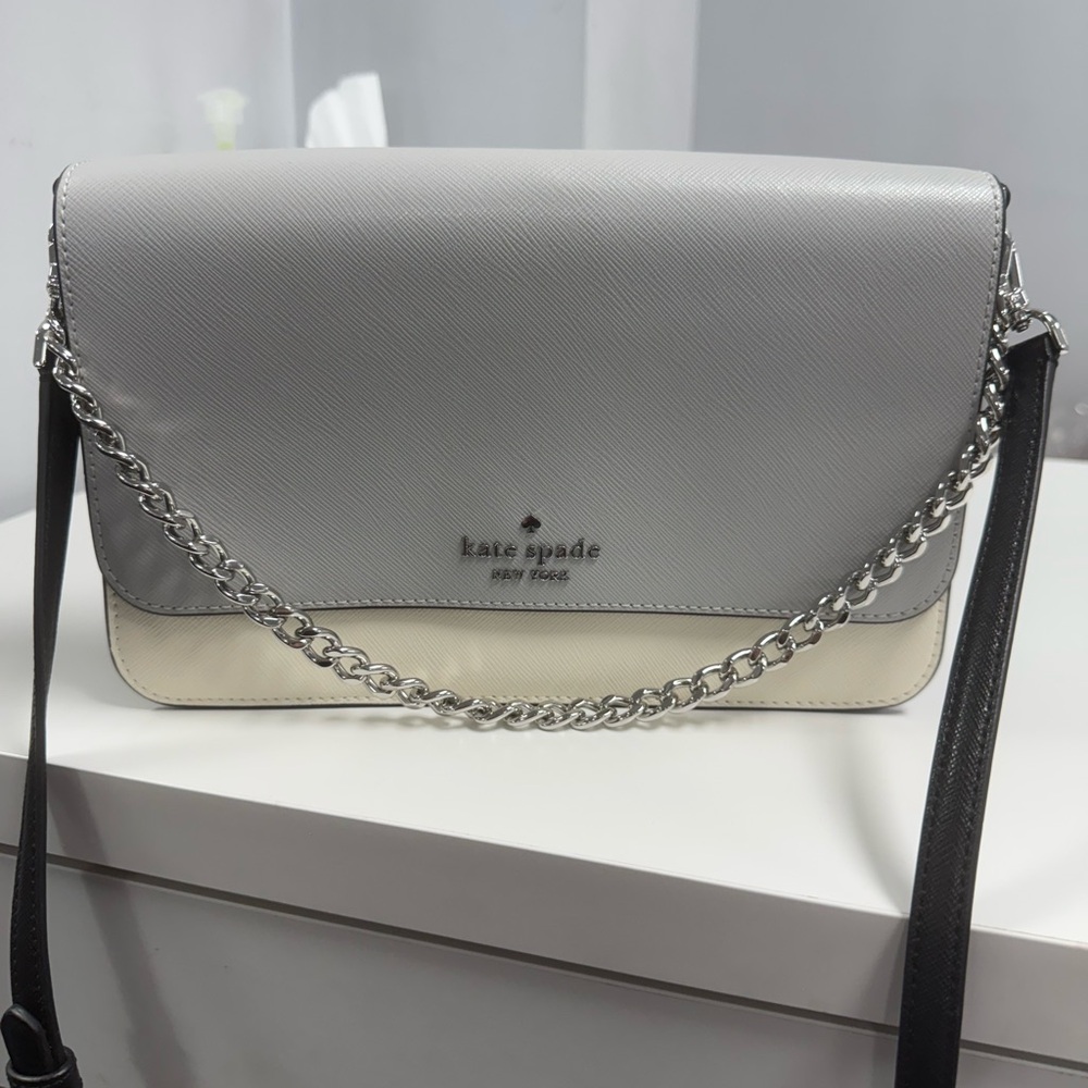 Kate Spade Silver and Cream Crossbody Bag